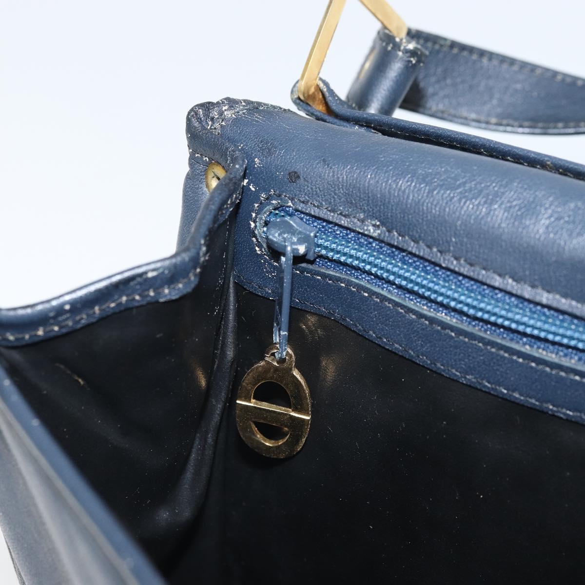 Christian Dior Shoulder Bag Leather Navy Gold Auth bs33272