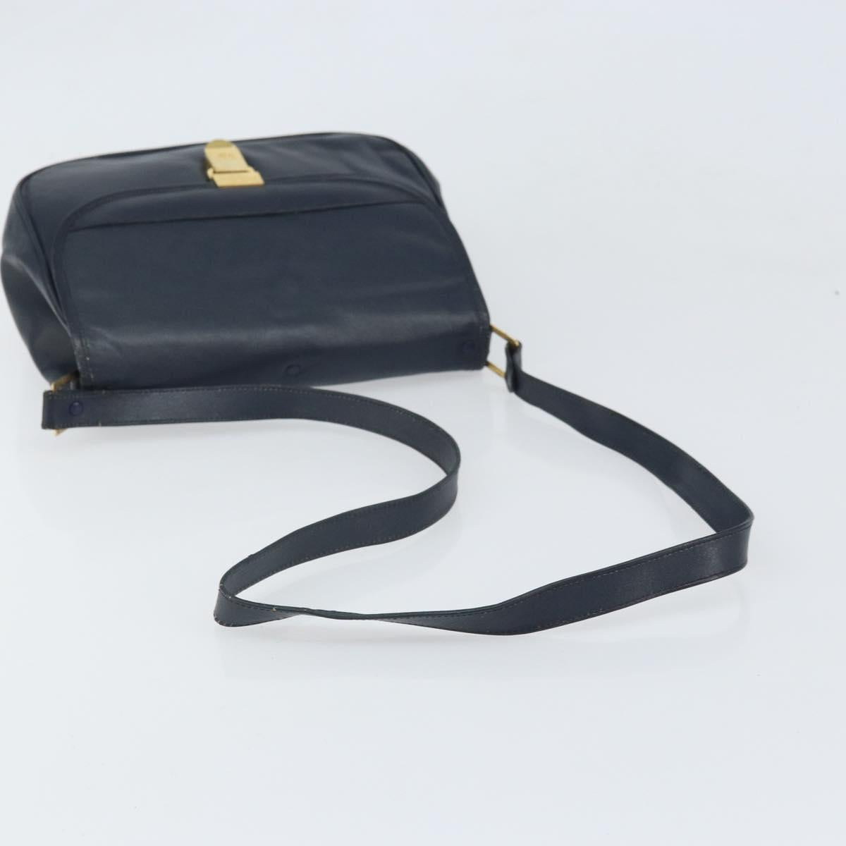 Christian Dior Shoulder Bag Leather Navy Gold Auth bs33272