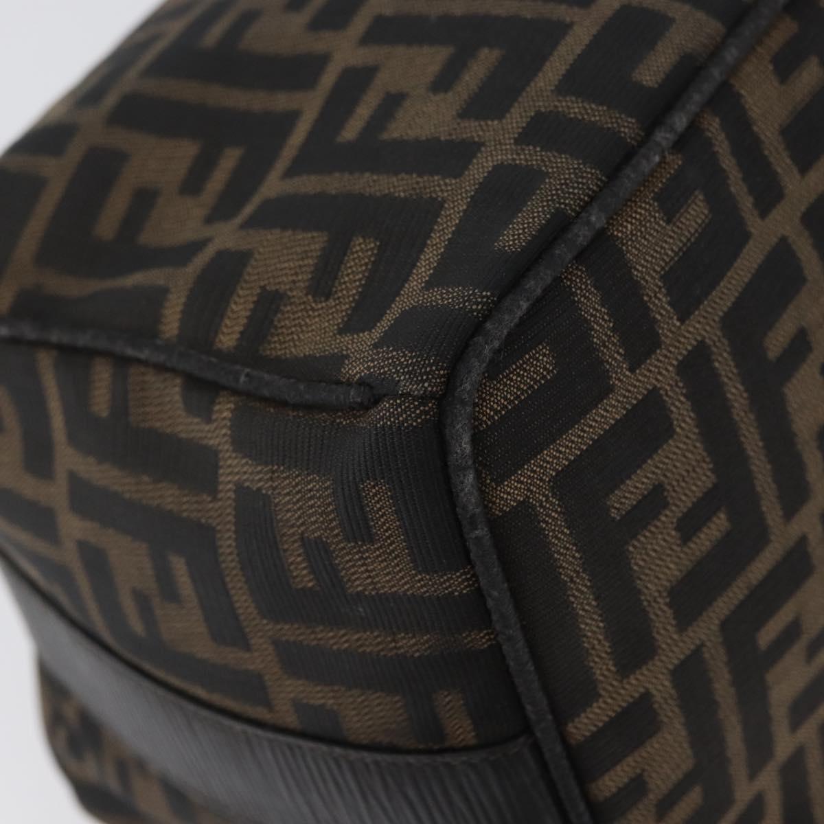FENDI Zucca Canvas Hand Bag Black Brown Auth bs33273