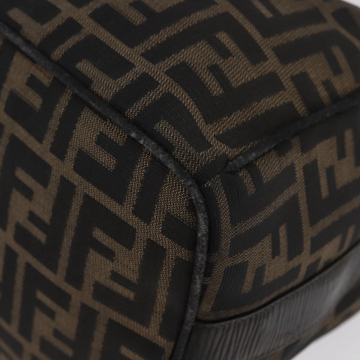 FENDI Zucca Canvas Hand Bag Black Brown Auth bs33273