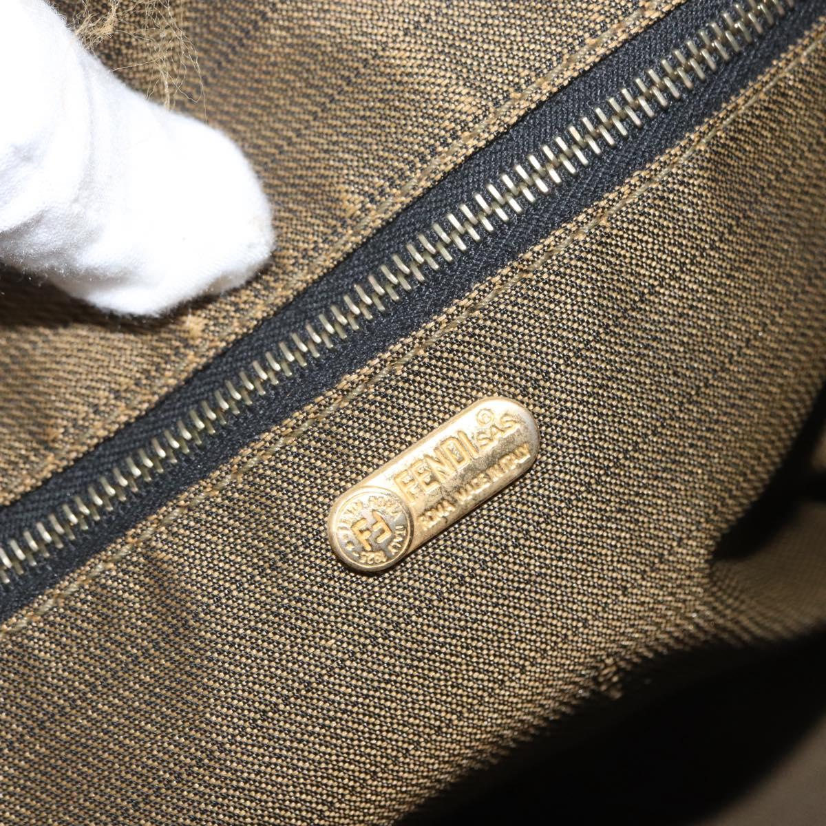 FENDI Zucca Canvas Hand Bag Black Brown Auth bs33273