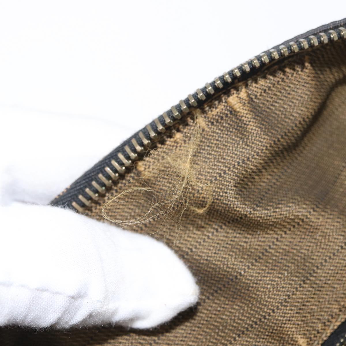 FENDI Zucca Canvas Hand Bag Black Brown Auth bs33273