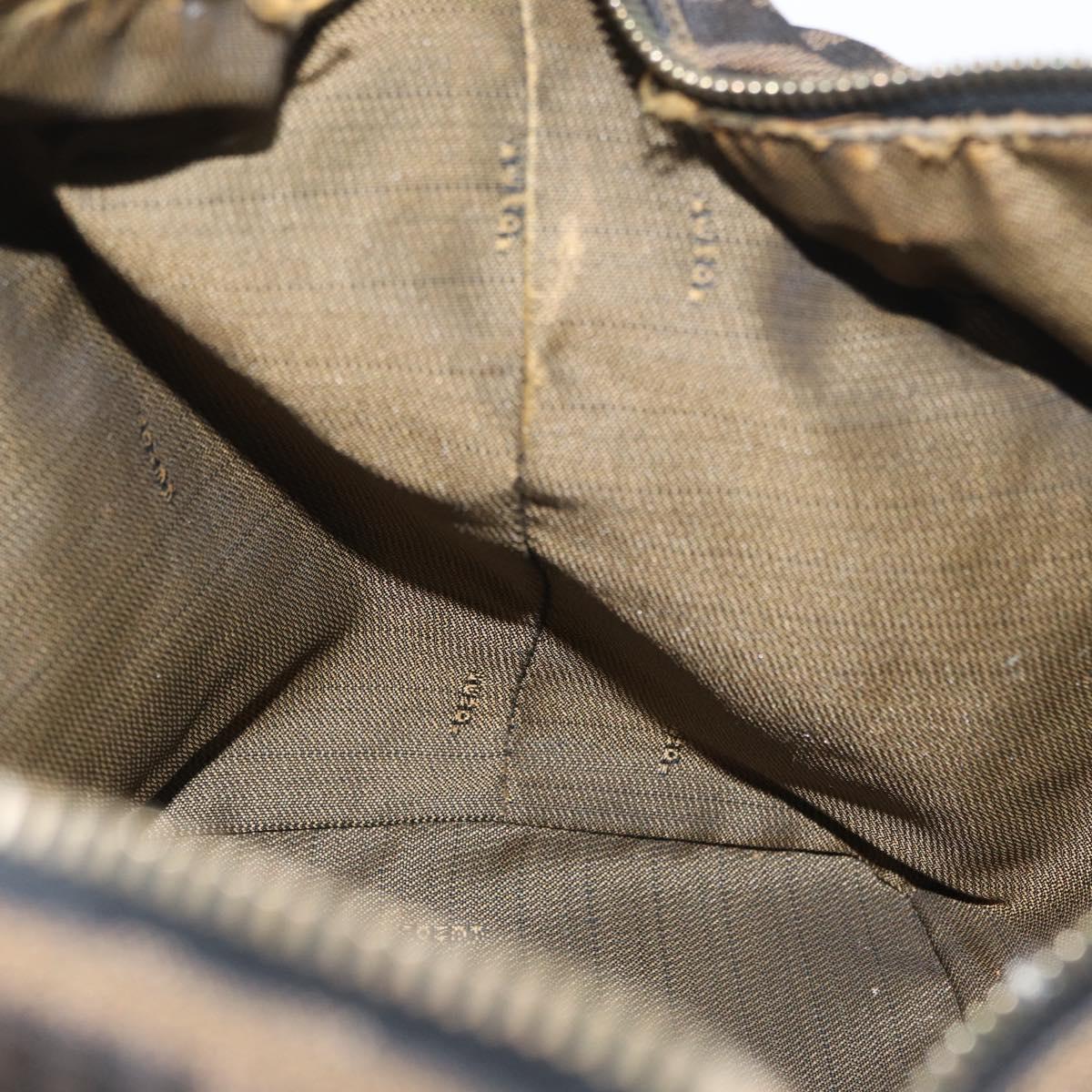 FENDI Zucca Canvas Hand Bag Black Brown Auth bs33273