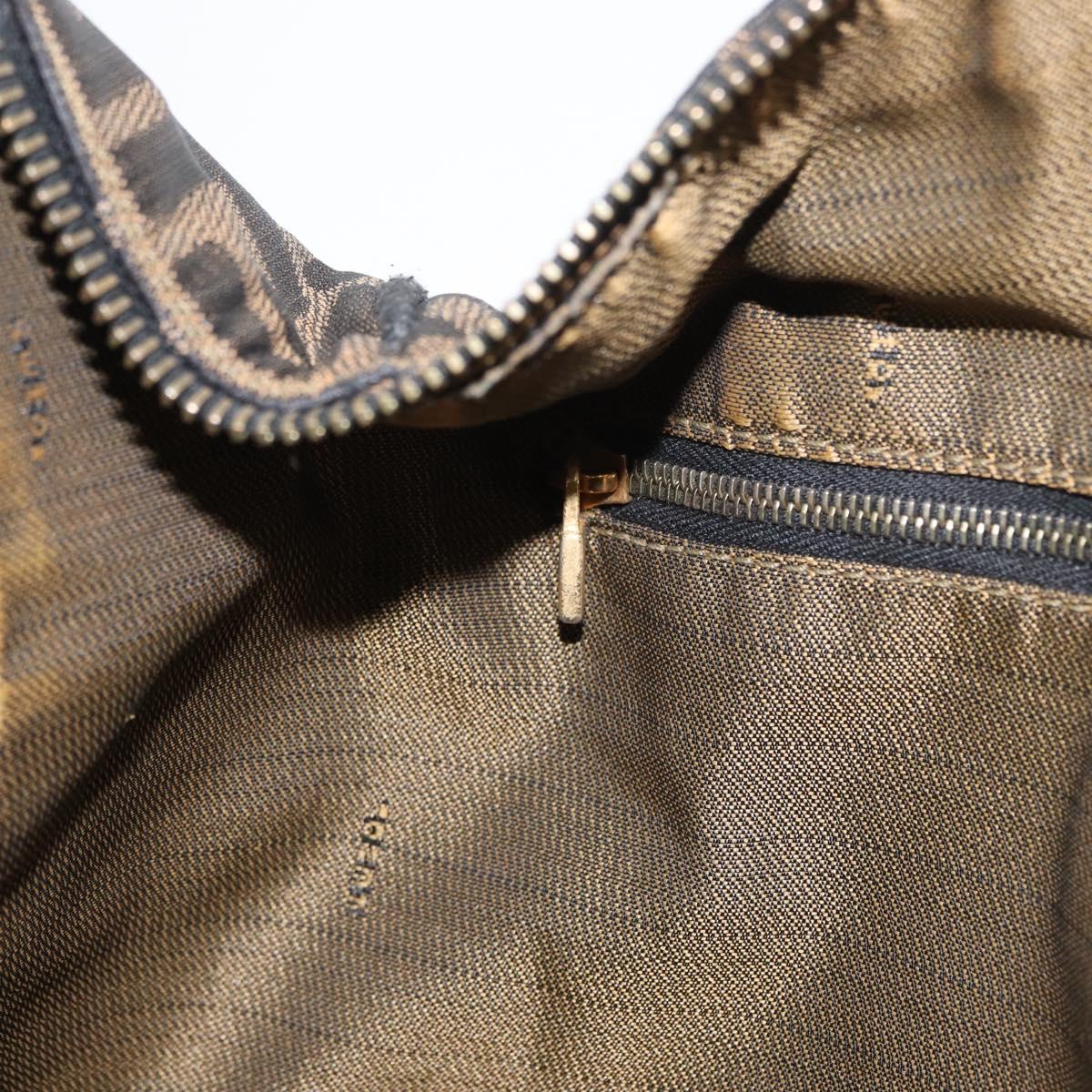 FENDI Zucca Canvas Hand Bag Black Brown Auth bs33273