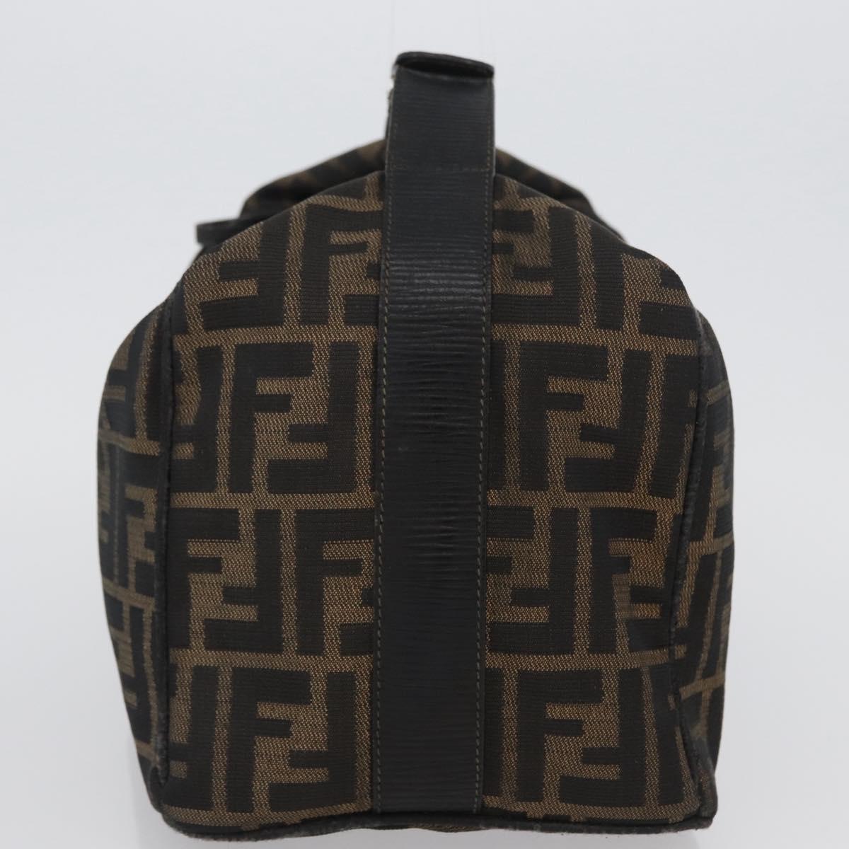 FENDI Zucca Canvas Hand Bag Black Brown Auth bs33273