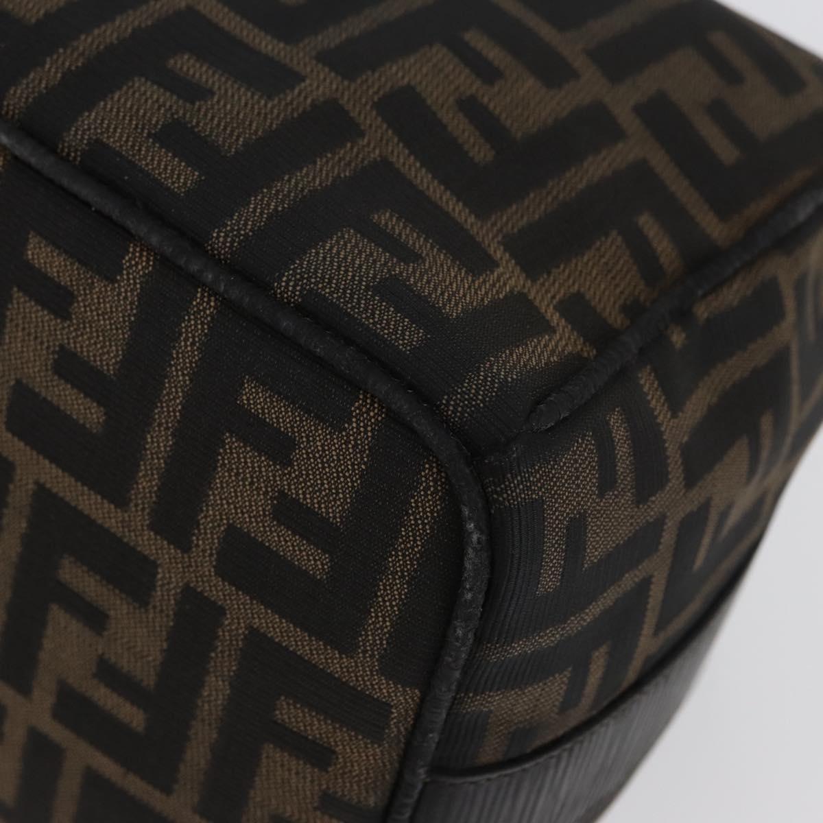 FENDI Zucca Canvas Hand Bag Black Brown Auth bs33273