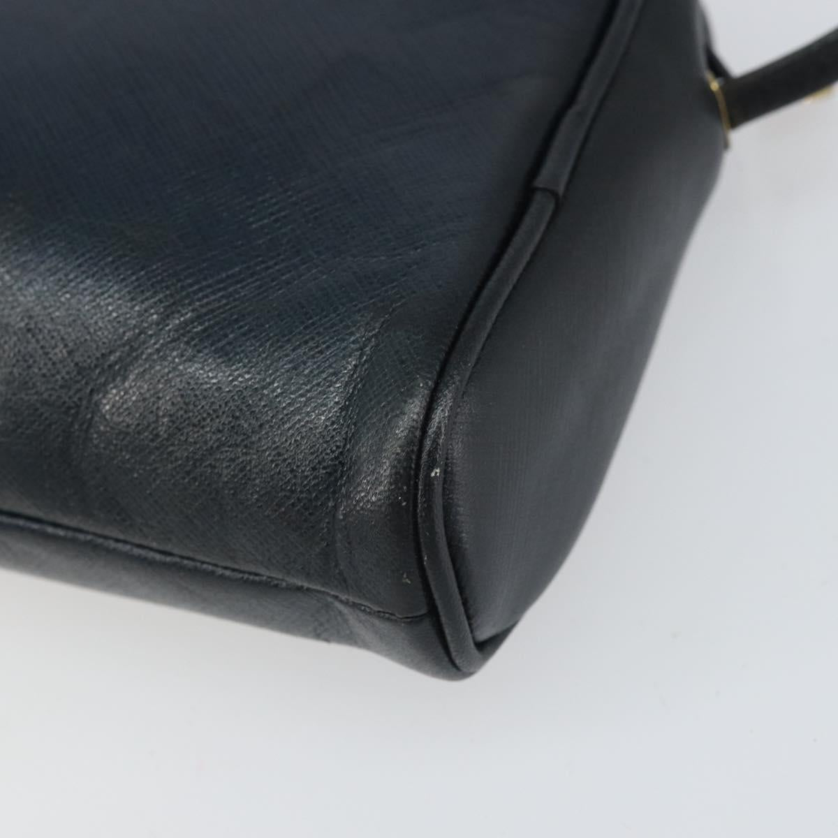 Christian Dior Shoulder Bag Leather Navy Gold Auth bs33276
