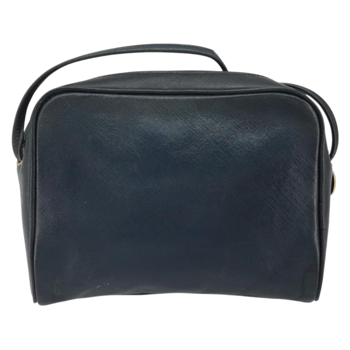 Christian Dior Shoulder Bag Leather Navy Gold Auth bs33276