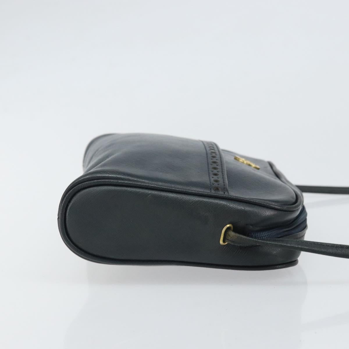 Christian Dior Shoulder Bag Leather Navy Gold Auth bs33276