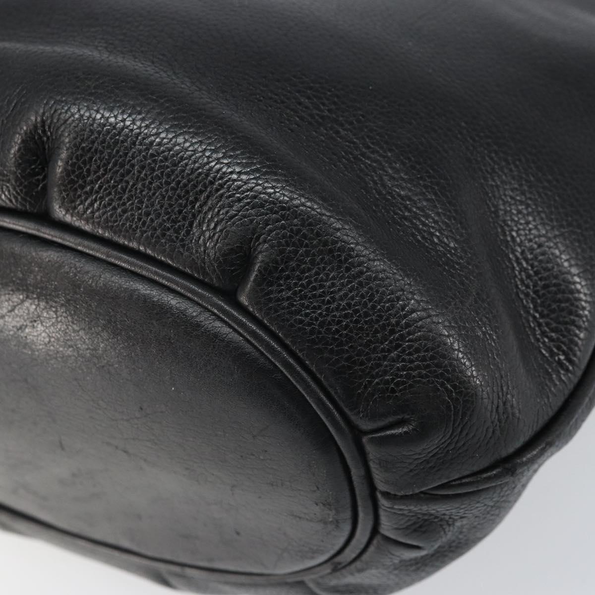 GUCCI Shoulder Bag Leather Black Gold Auth bs33277