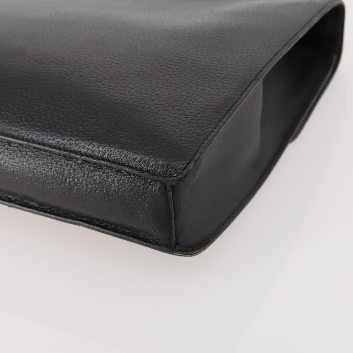 GUCCI Briefcase Leather Black Silver 015 0235 Auth bs33279