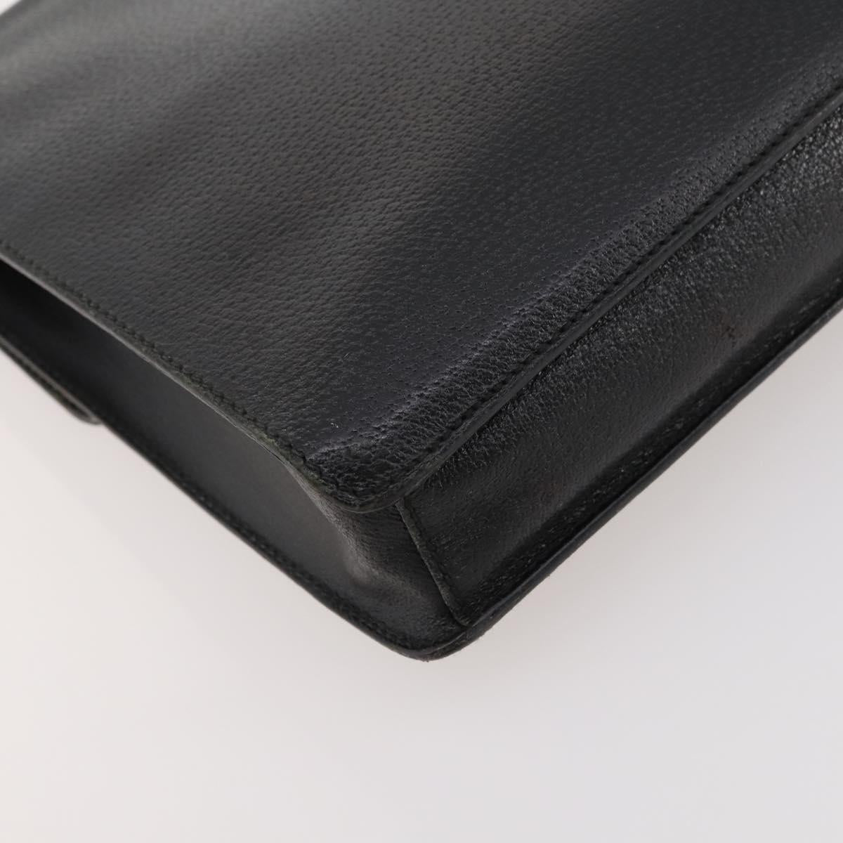 GUCCI Briefcase Leather Black Silver 015 0235 Auth bs33279