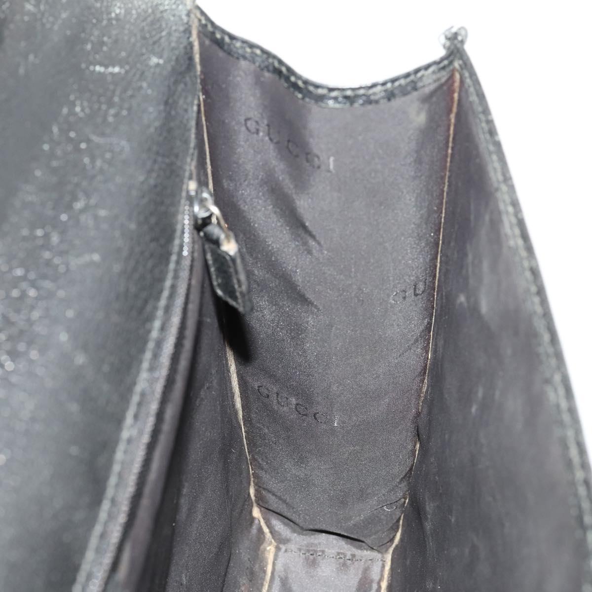 GUCCI Briefcase Leather Black Silver 015 0235 Auth bs33279