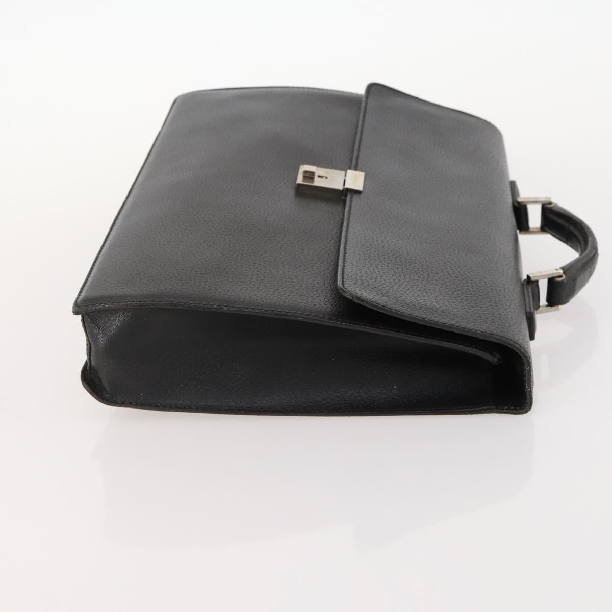 GUCCI Briefcase Leather Black Silver 015 0235 Auth bs33279