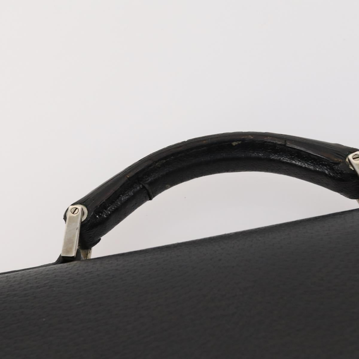 GUCCI Briefcase Leather Black Silver 015 0235 Auth bs33279