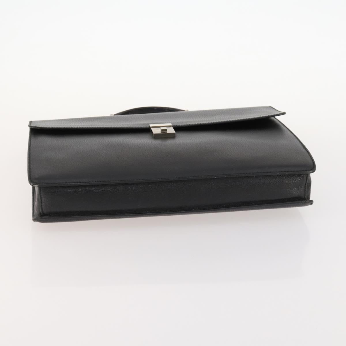 GUCCI Briefcase Leather Black Silver 015 0235 Auth bs33279