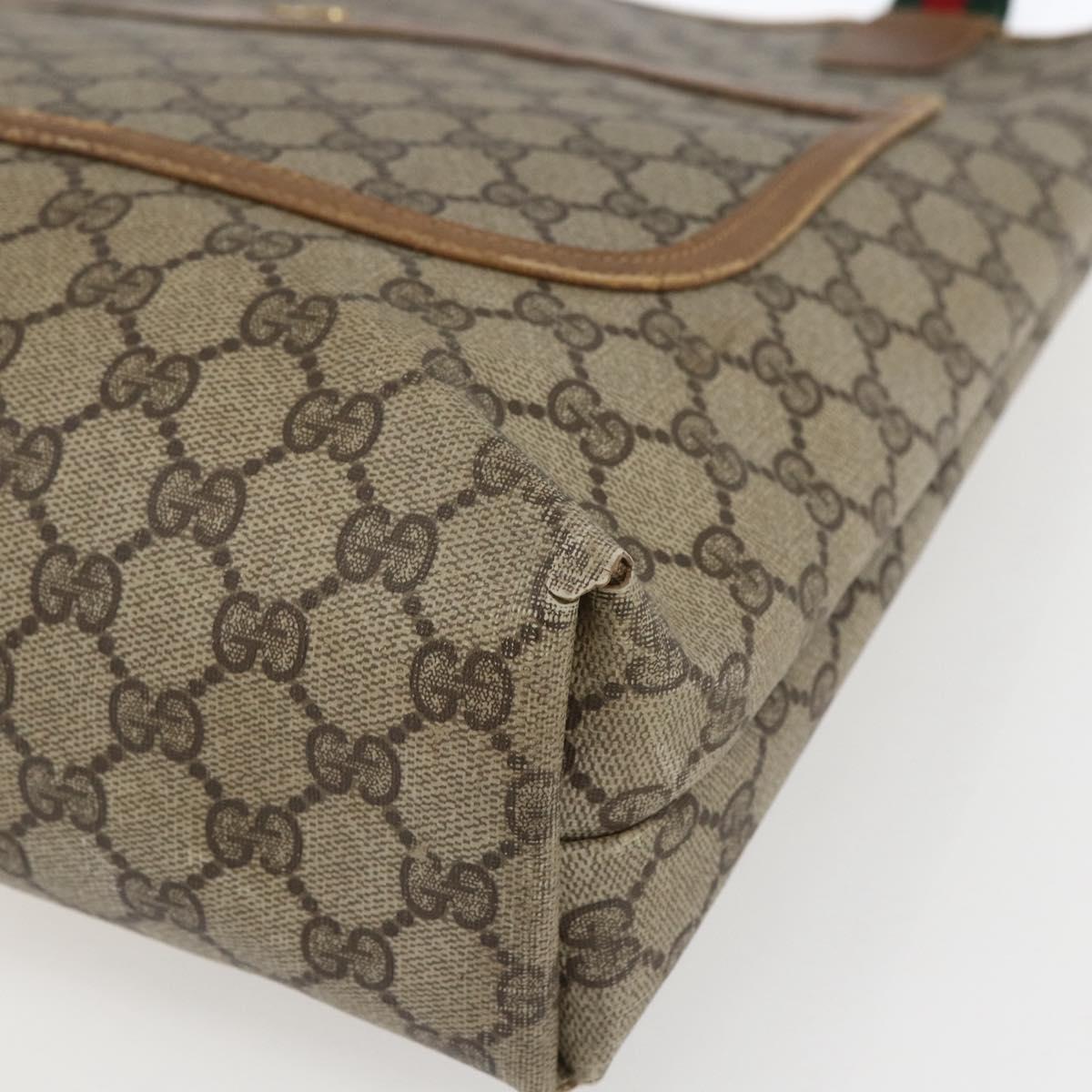 GUCCI GG Supreme Web Sherry Line Tote Bag PVC Beige Gold 40 02 003 Auth bs33280