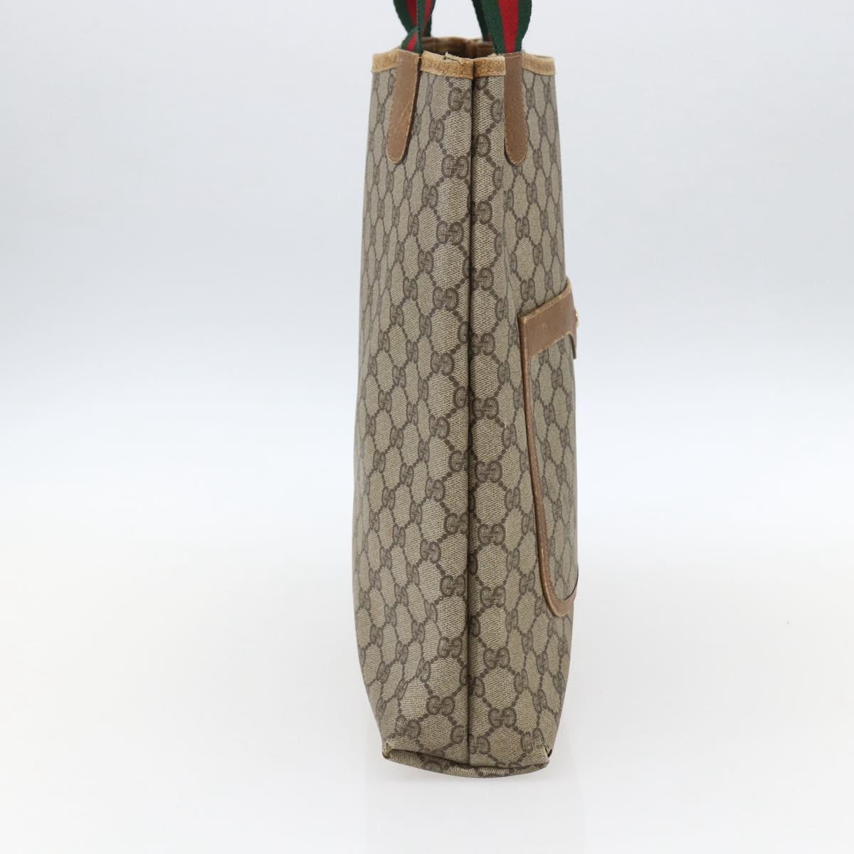 GUCCI GG Supreme Web Sherry Line Tote Bag PVC Beige Gold 40 02 003 Auth bs33280
