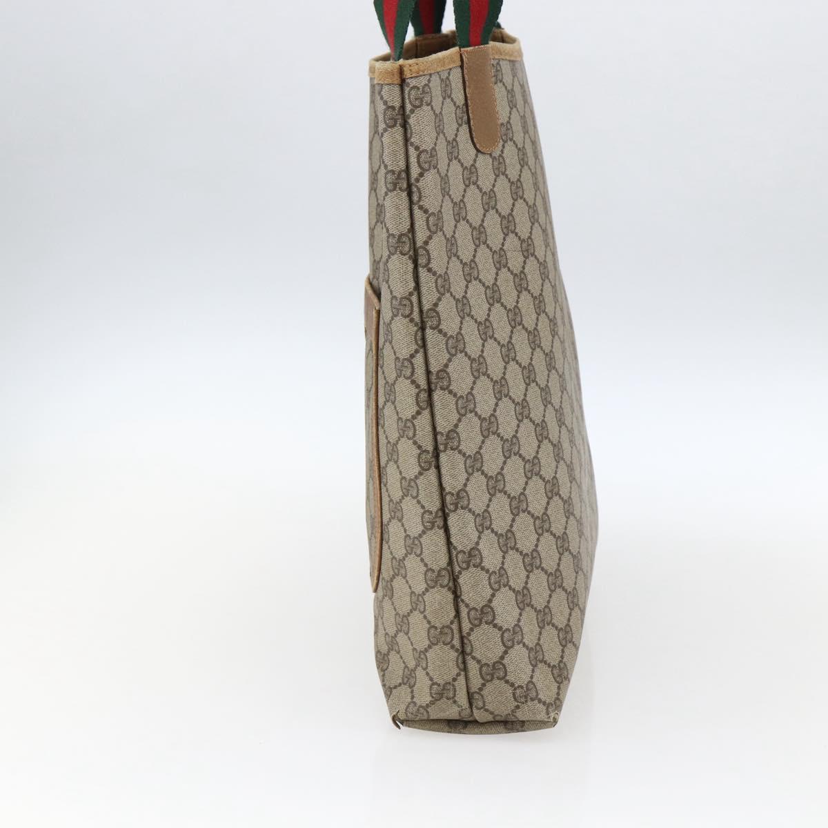 GUCCI GG Supreme Web Sherry Line Tote Bag PVC Beige Gold 40 02 003 Auth bs33280