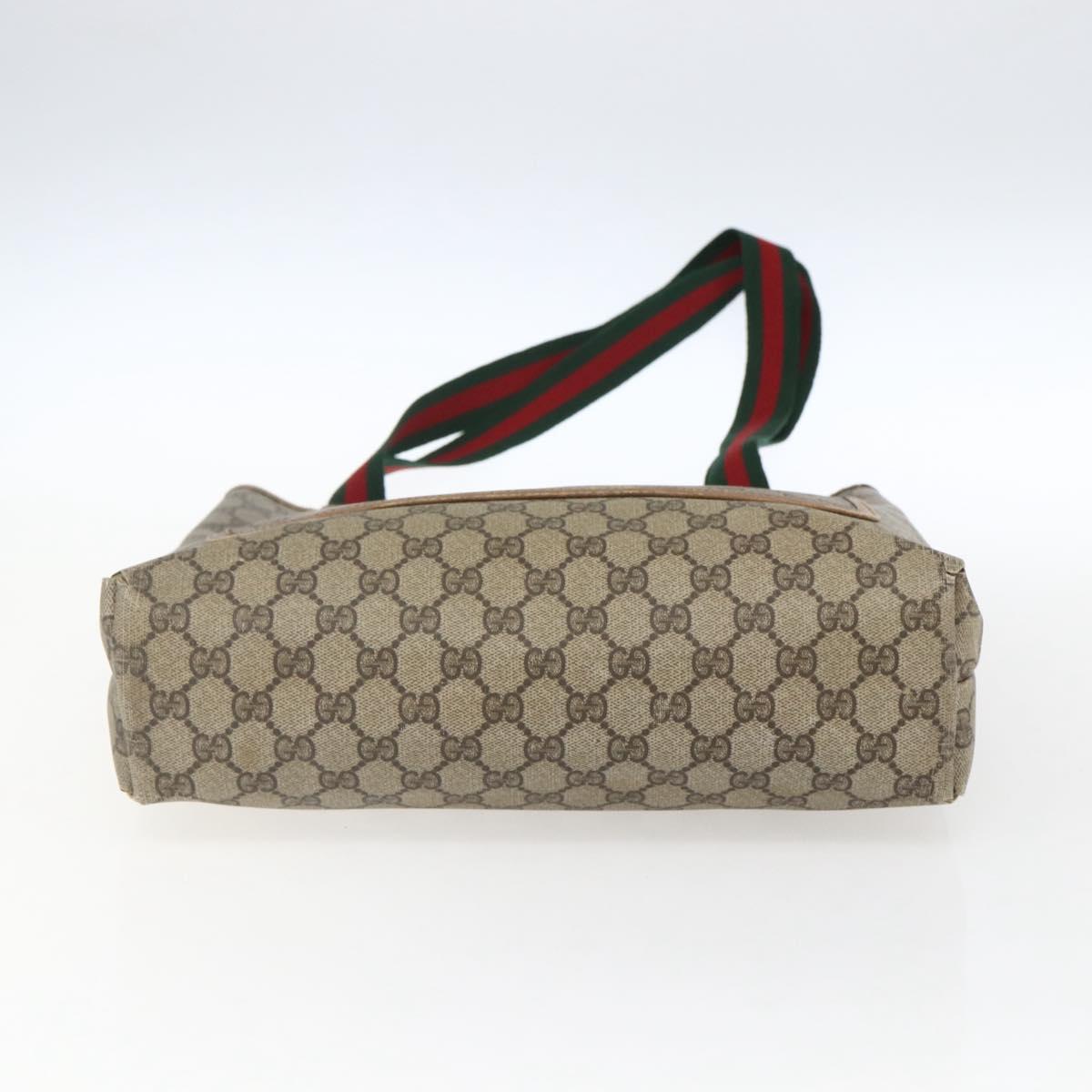 GUCCI GG Supreme Web Sherry Line Tote Bag PVC Beige Gold 40 02 003 Auth bs33280
