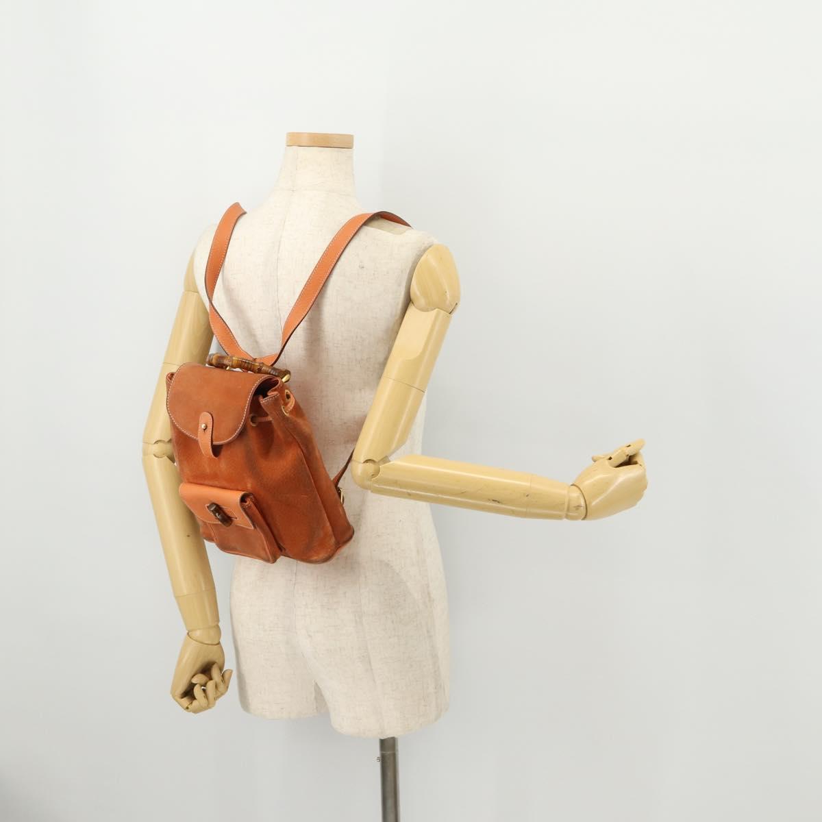 GUCCI Bamboo Backpack Suede Brown Gold 003 1956 0030 Auth bs33281
