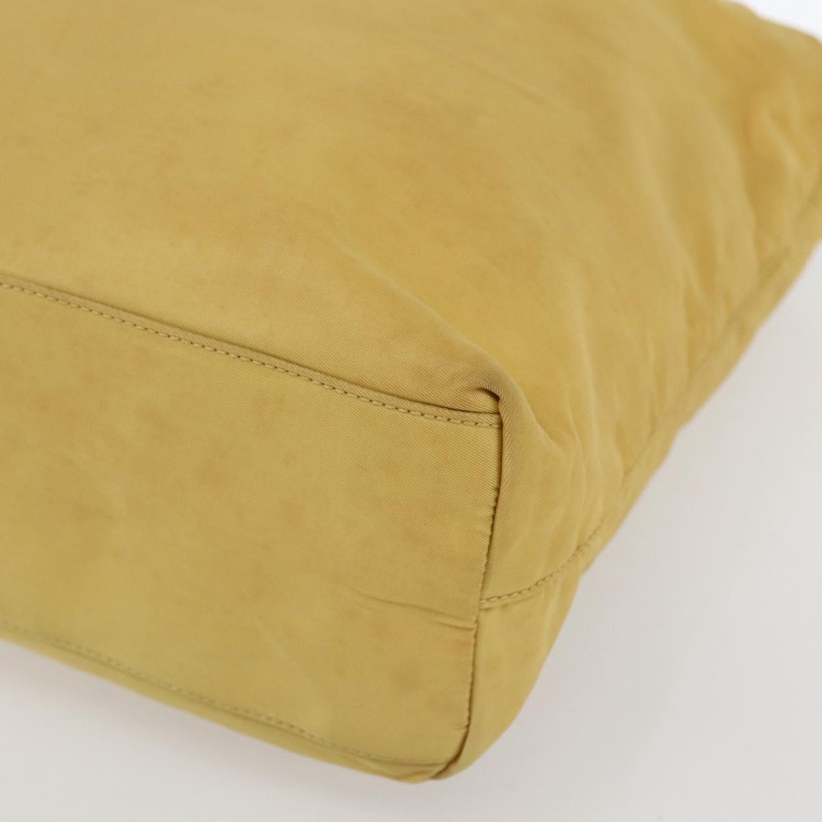 PRADA Hand Bag Nylon Yellow Silver Auth bs33282