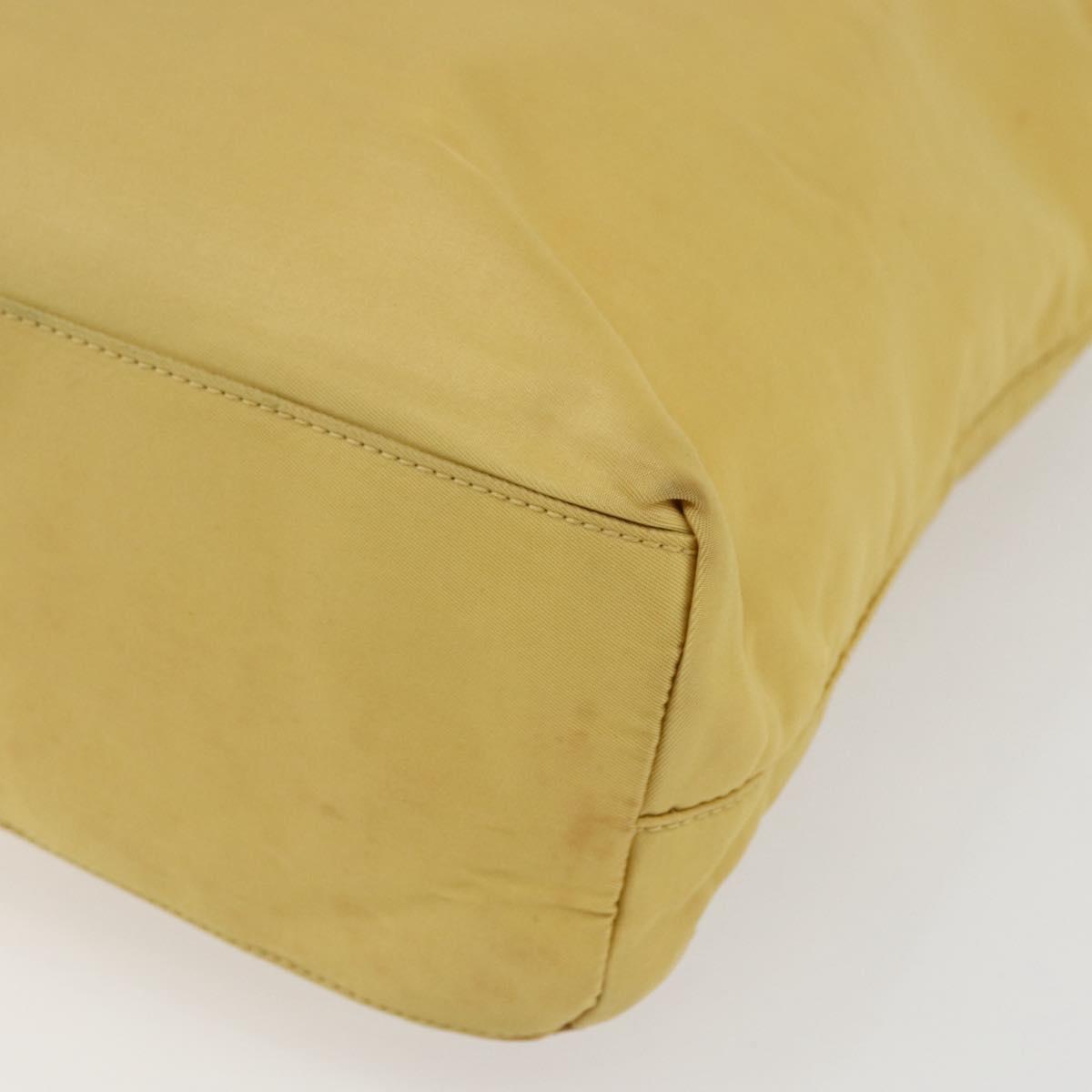 PRADA Hand Bag Nylon Yellow Silver Auth bs33282