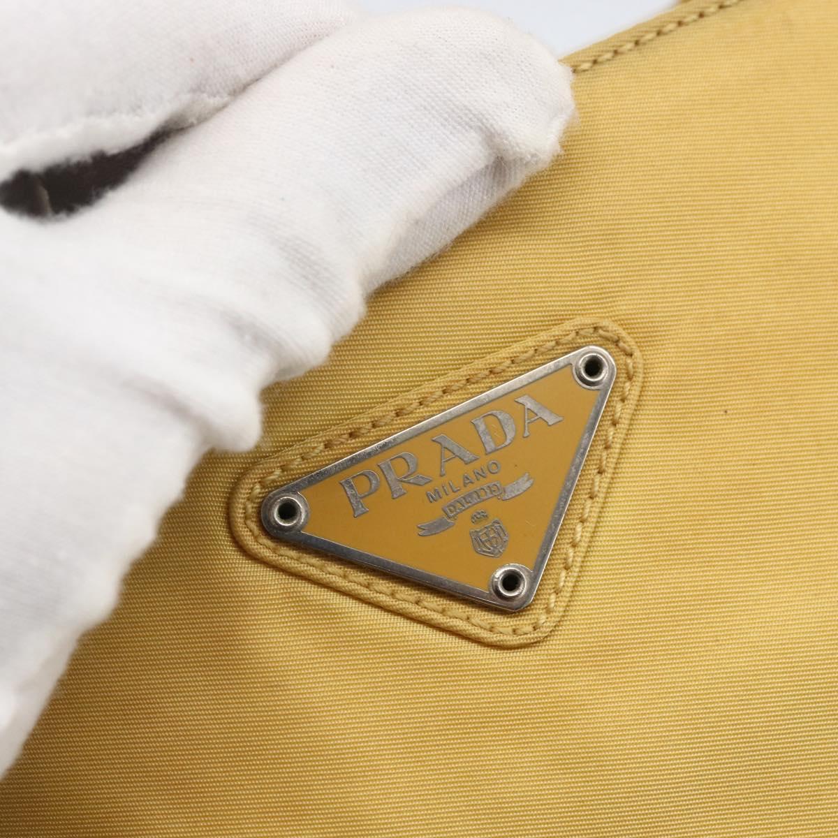 PRADA Hand Bag Nylon Yellow Silver Auth bs33282