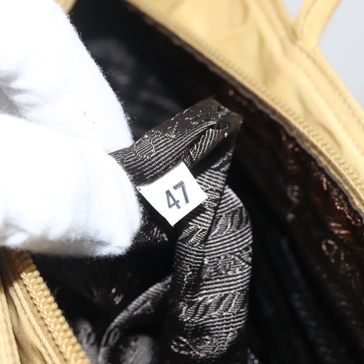 PRADA Hand Bag Nylon Yellow Silver Auth bs33282