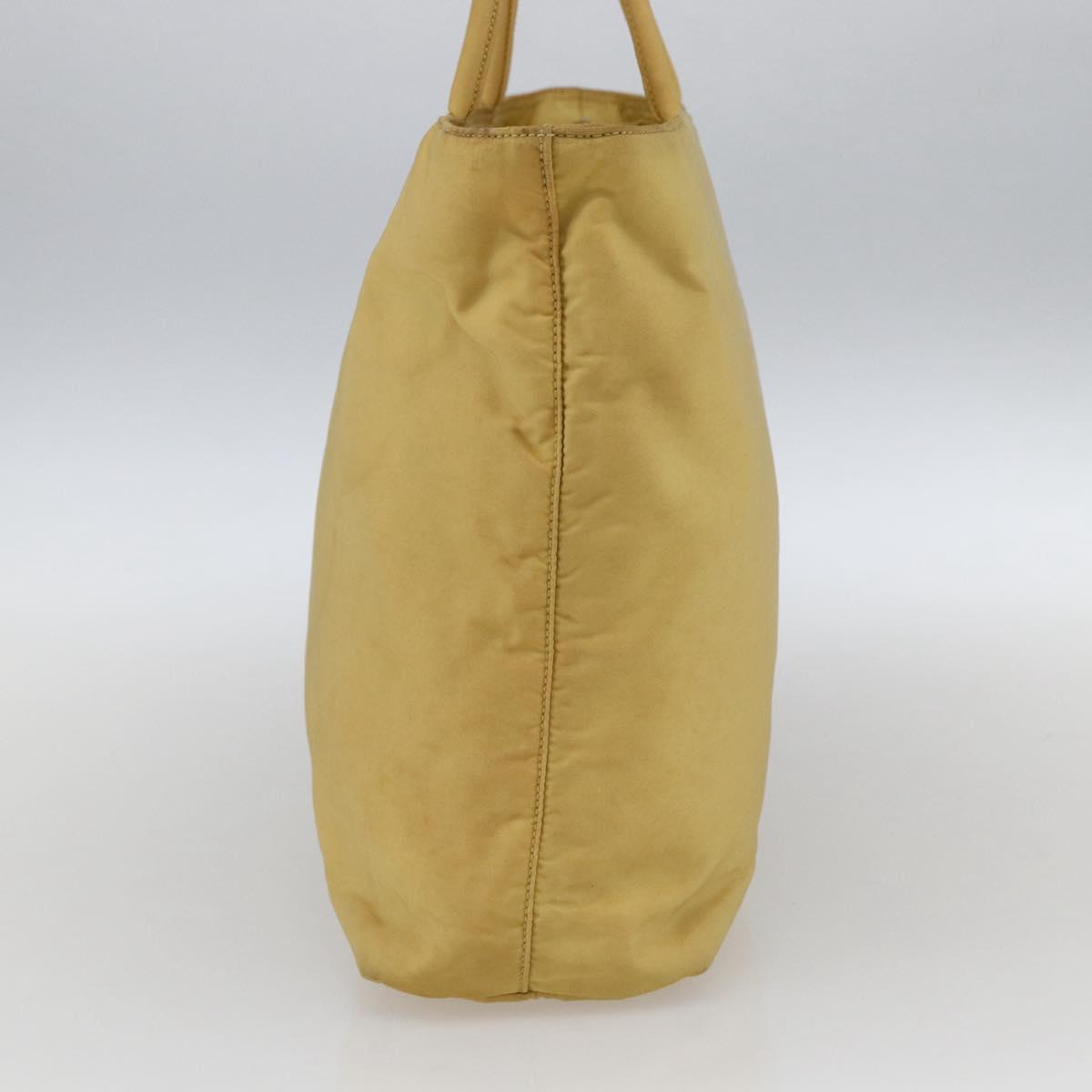 PRADA Hand Bag Nylon Yellow Silver Auth bs33282