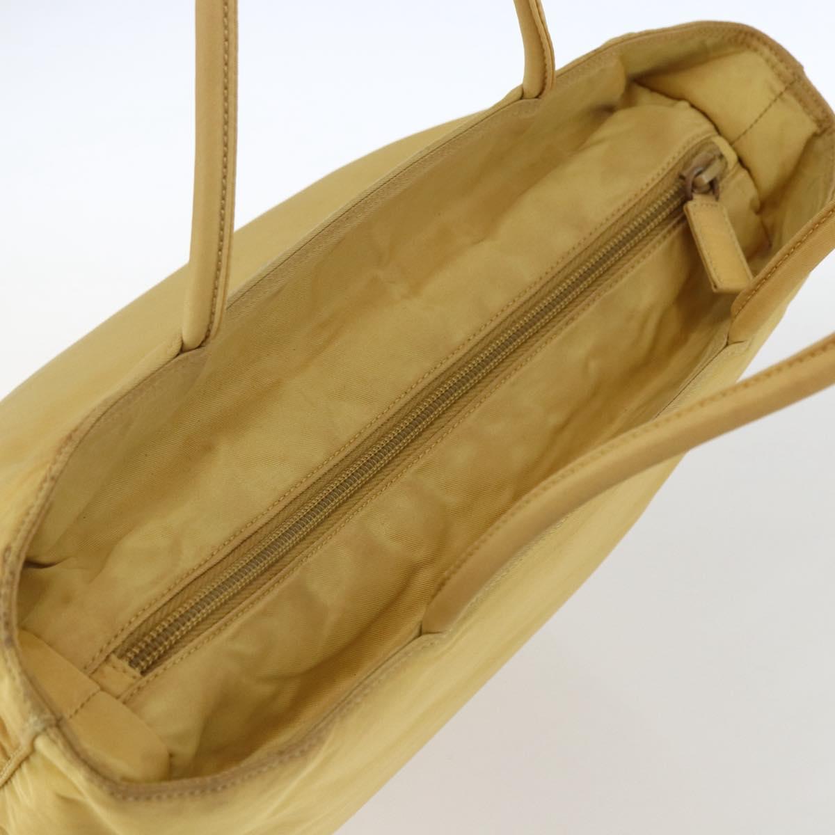 PRADA Hand Bag Nylon Yellow Silver Auth bs33282