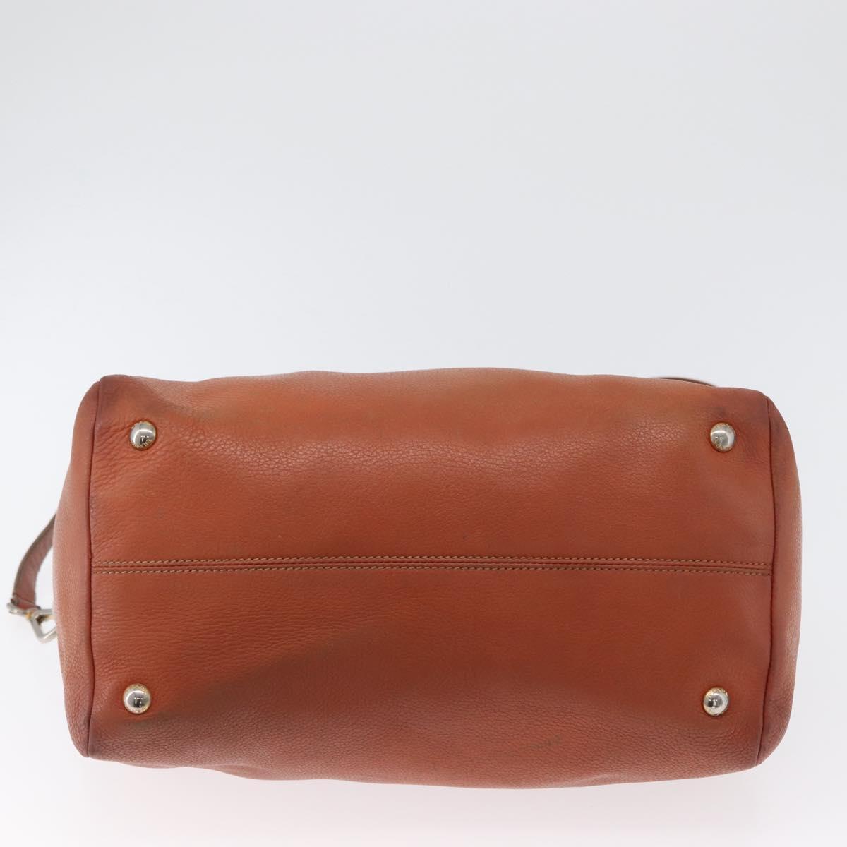 PRADA Hand Bag Leather 2way Orange Silver Auth bs33283