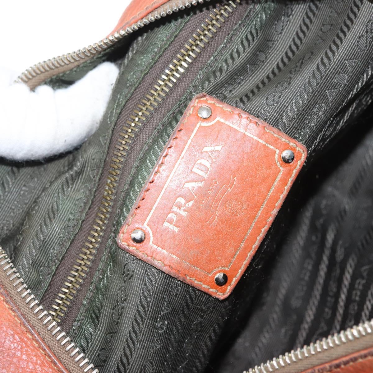 PRADA Hand Bag Leather 2way Orange Silver Auth bs33283
