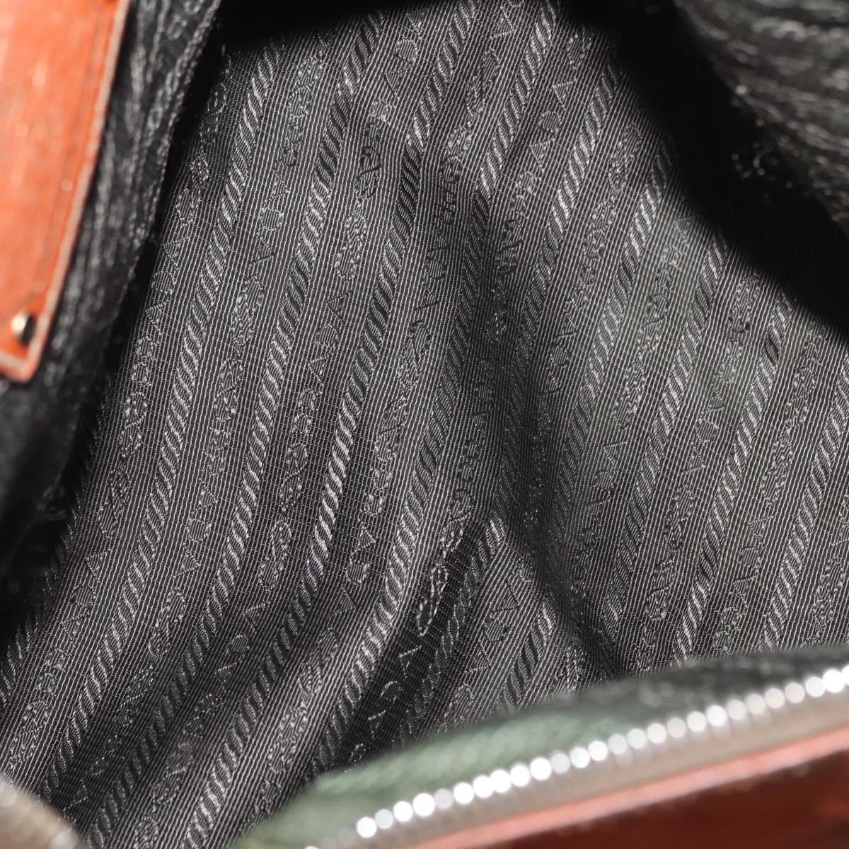 PRADA Hand Bag Leather 2way Orange Silver Auth bs33283