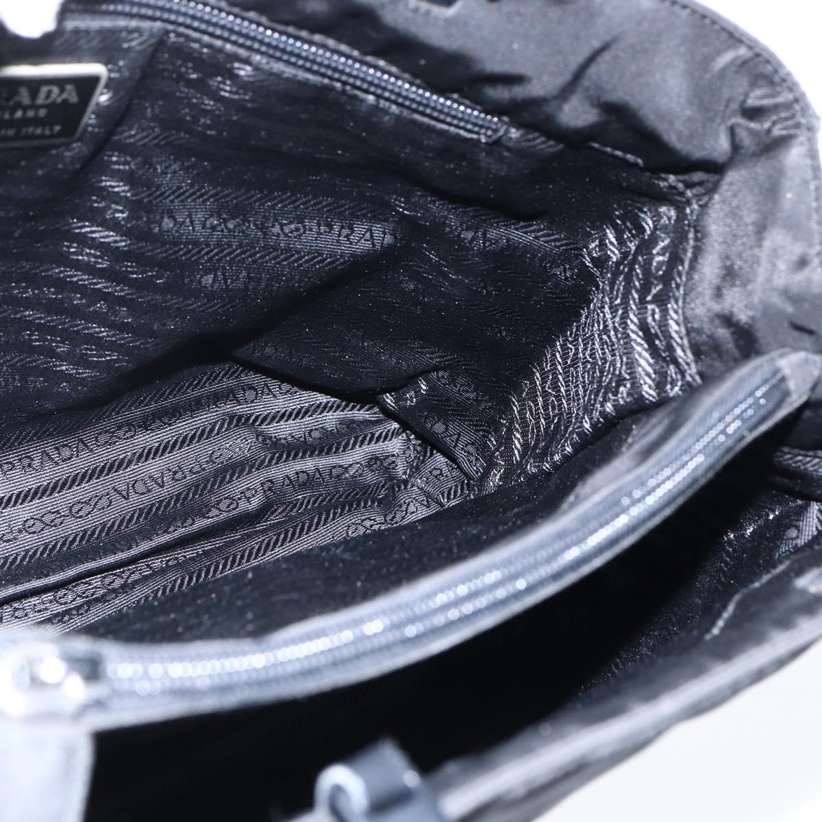 PRADA Shoulder Bag Nylon Black Silver Auth bs33284