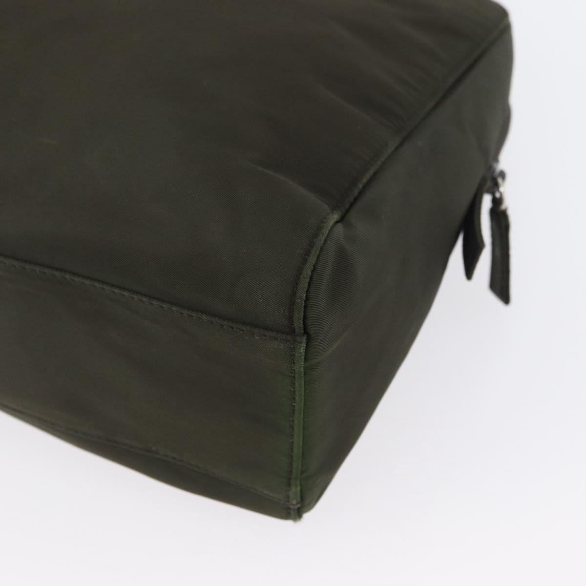 PRADA Hand Bag Nylon 2way Khaki Silver Auth bs33285