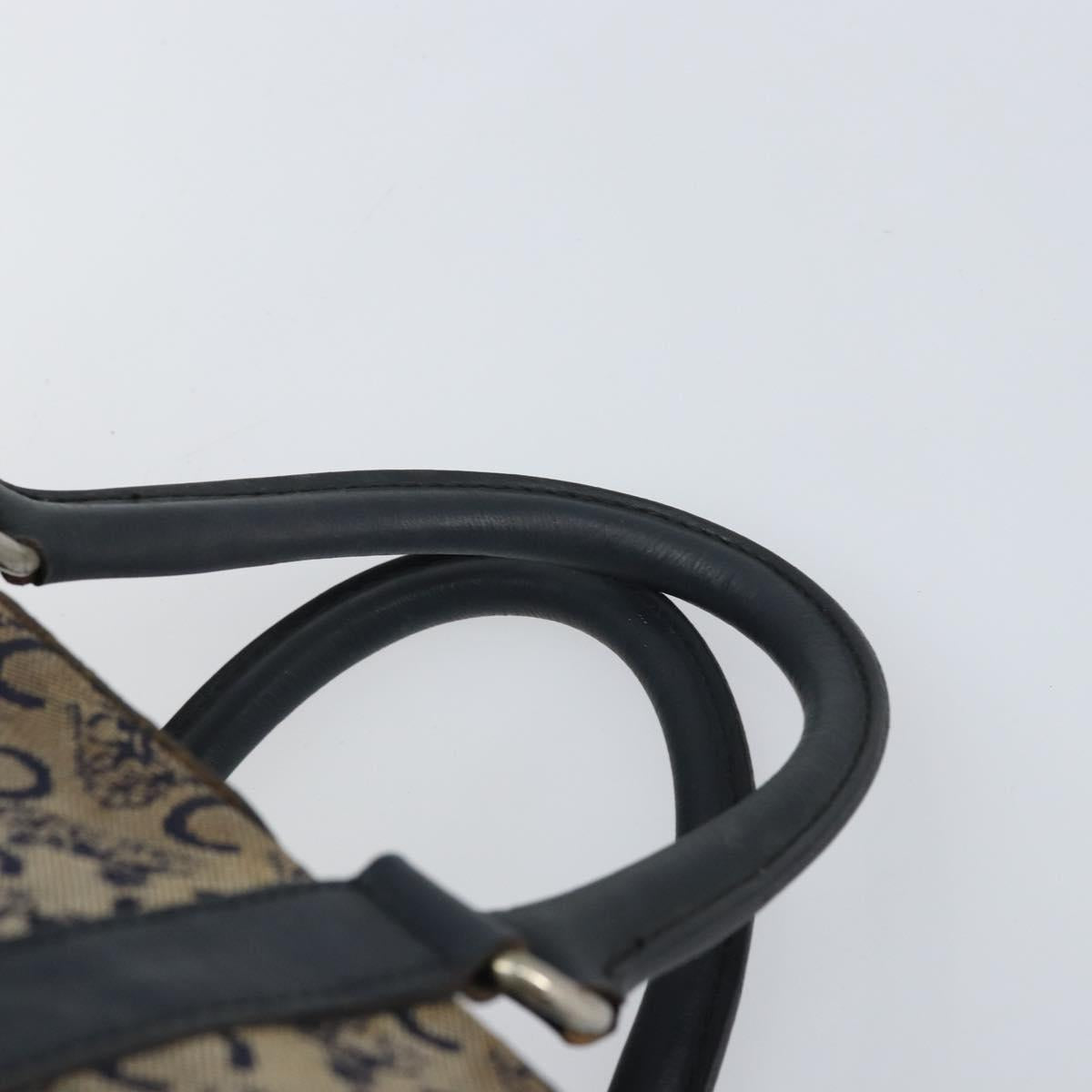 CELINE C Macadam Canvas Hand Bag Navy Gold Auth bs33286