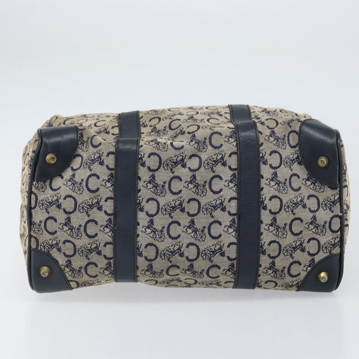 CELINE C Macadam Canvas Hand Bag Navy Gold Auth bs33286