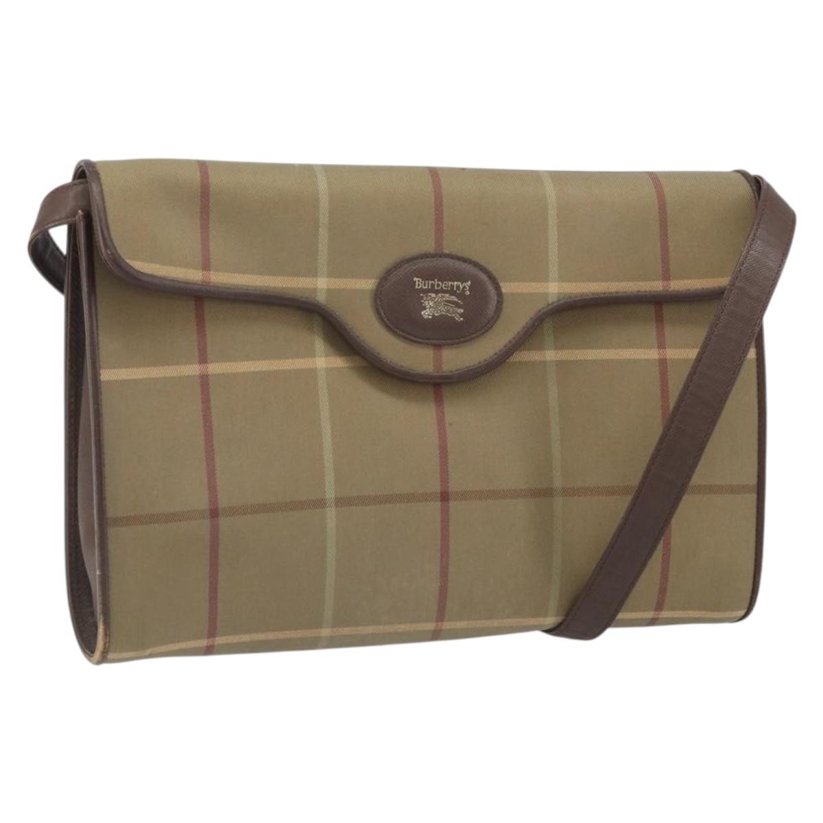 Burberrys Nova Check Shoulder Bag Canvas Beige Gold Auth bs33287