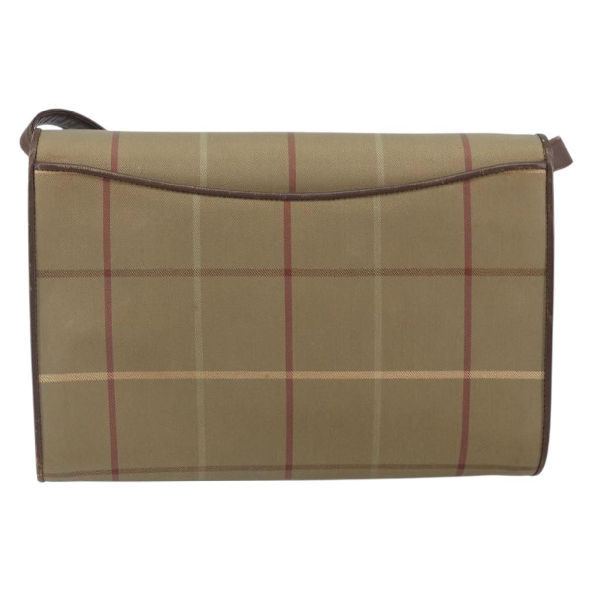 Burberrys Nova Check Shoulder Bag Canvas Beige Gold Auth bs33287