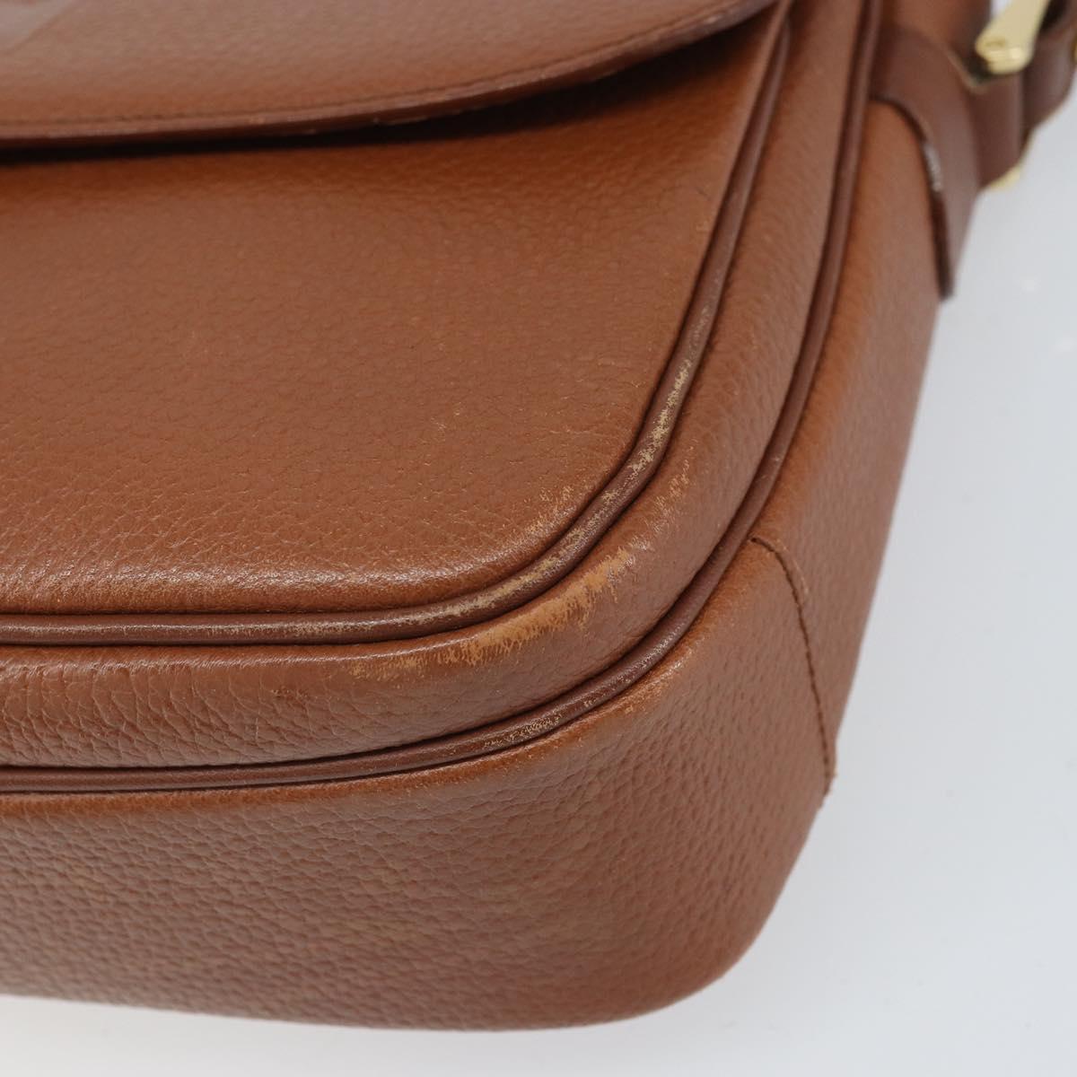 Burberrys Shoulder Bag Leather Brown Gold Auth bs33288