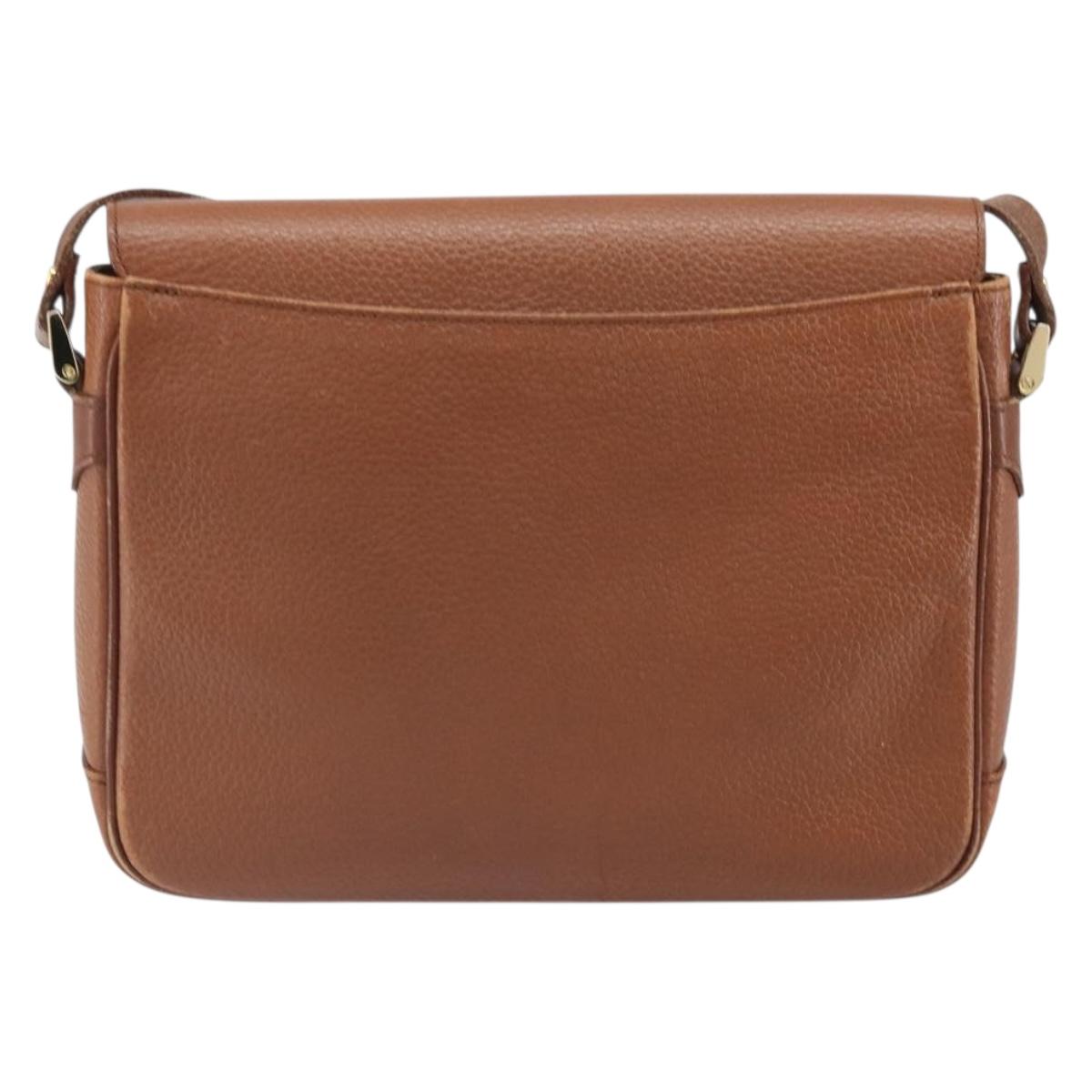 Burberrys Shoulder Bag Leather Brown Gold Auth bs33288