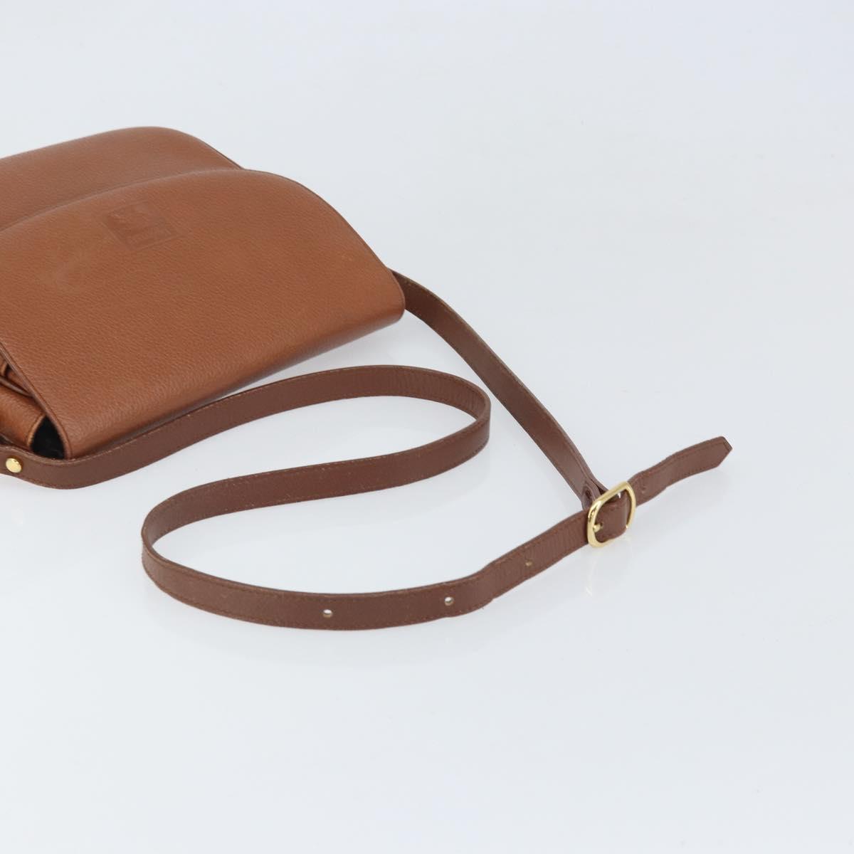 Burberrys Shoulder Bag Leather Brown Gold Auth bs33288