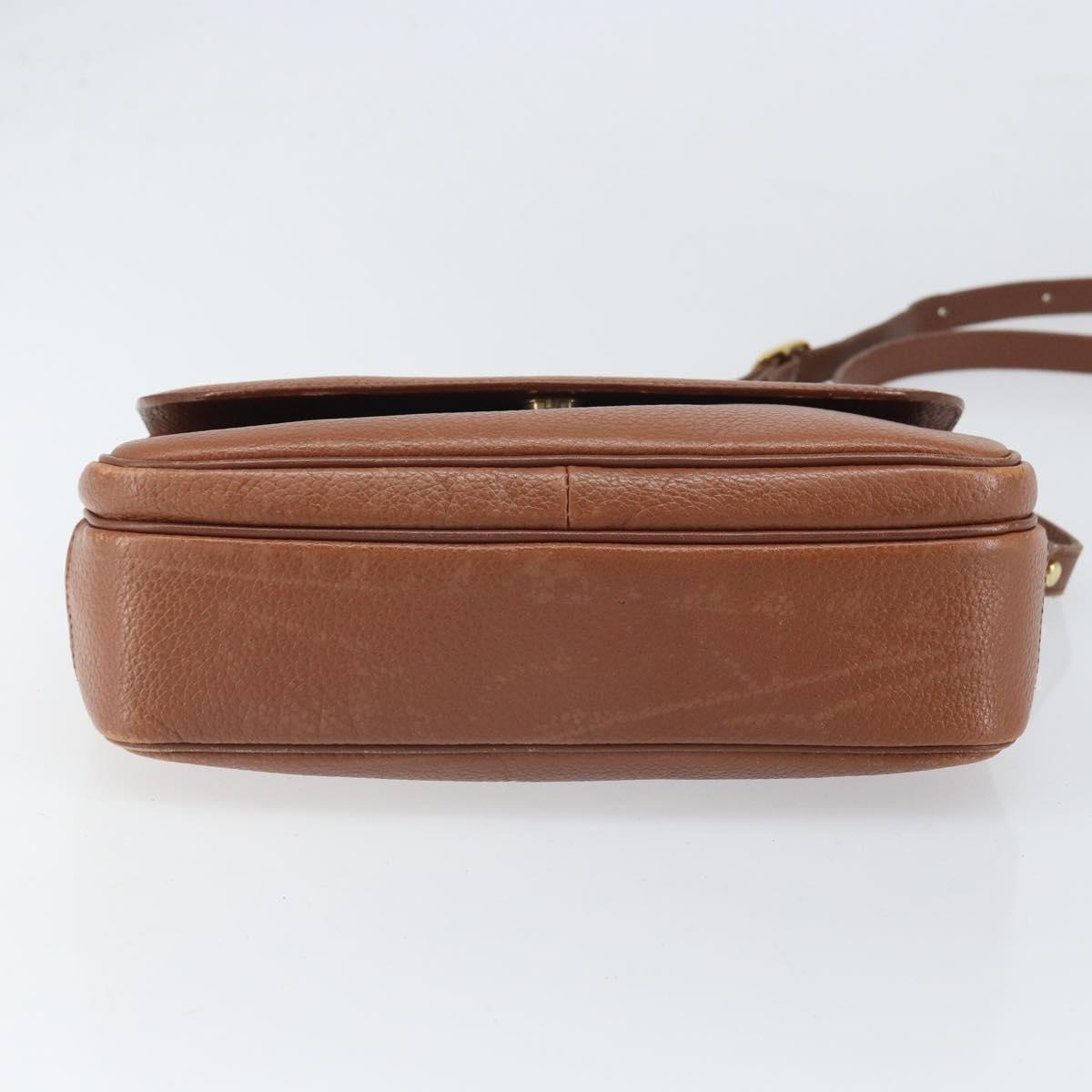 Burberrys Shoulder Bag Leather Brown Gold Auth bs33288