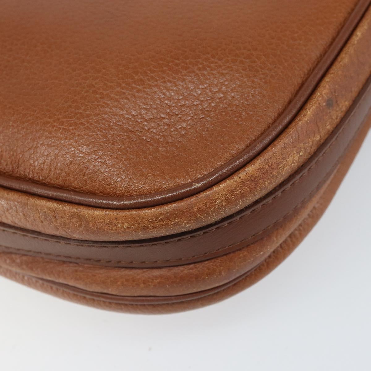 Burberrys Shoulder Bag Leather Brown Gold Auth bs33289
