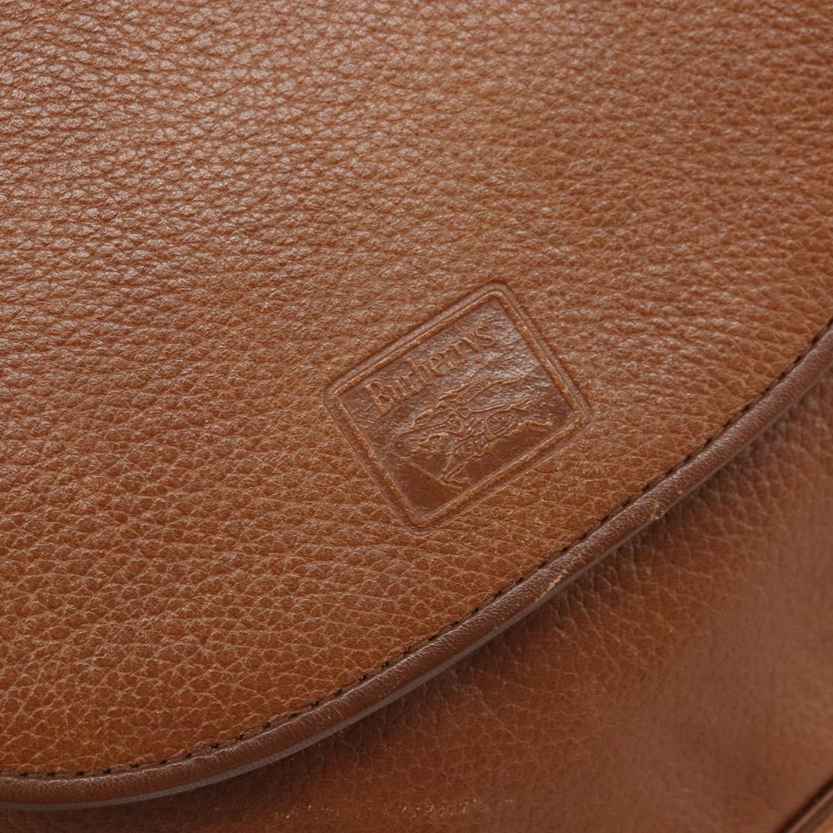 Burberrys Shoulder Bag Leather Brown Gold Auth bs33289