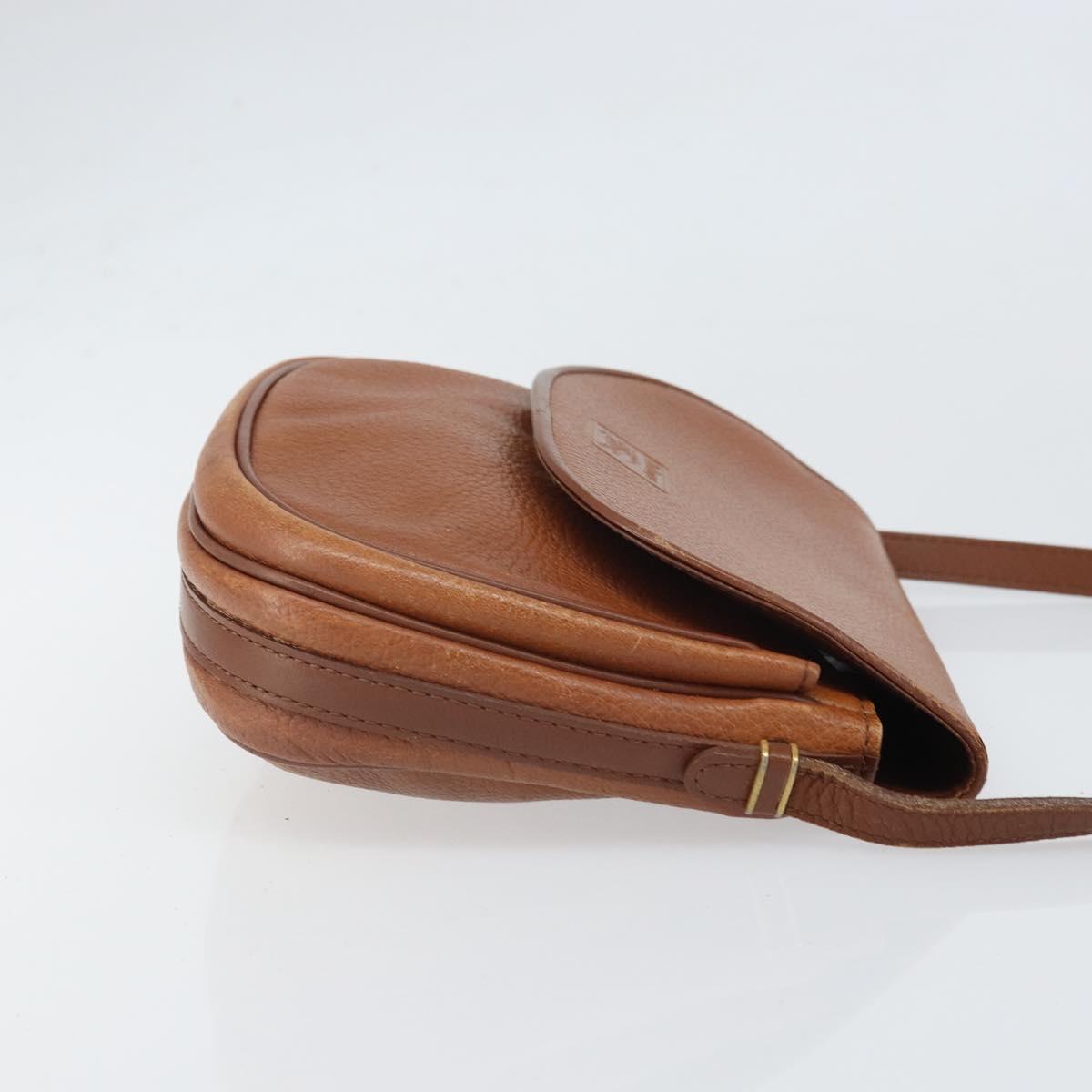 Burberrys Shoulder Bag Leather Brown Gold Auth bs33289