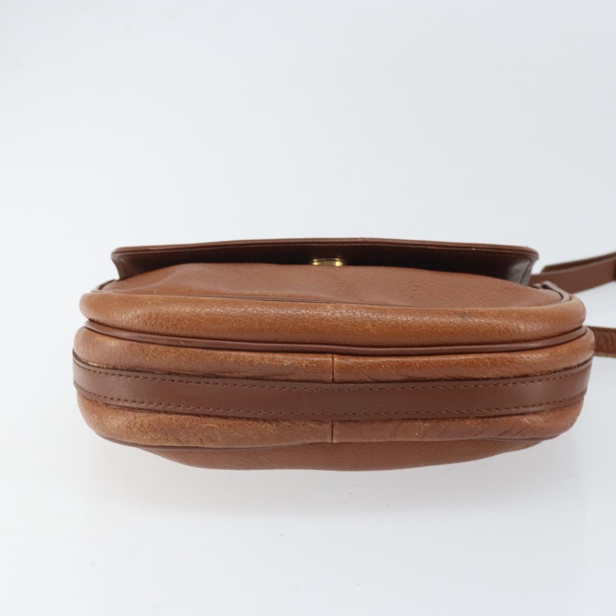 Burberrys Shoulder Bag Leather Brown Gold Auth bs33289