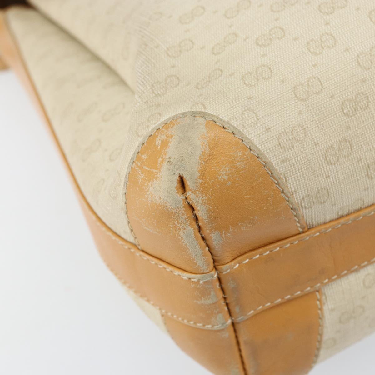 GUCCI Micro GG Supreme Shoulder Bag PVC White Gold Auth bs33291