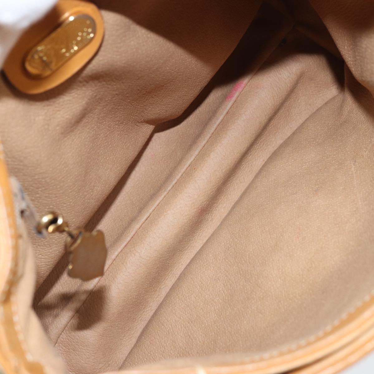 GUCCI Micro GG Supreme Shoulder Bag PVC White Gold Auth bs33291